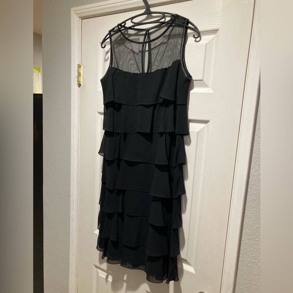 Patra Black Women’s Tiered Ruffled Sheath Dress